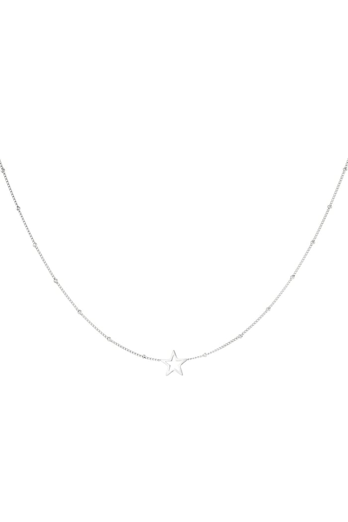 Minimalistic necklace open star Silver Color Stainless Steel 