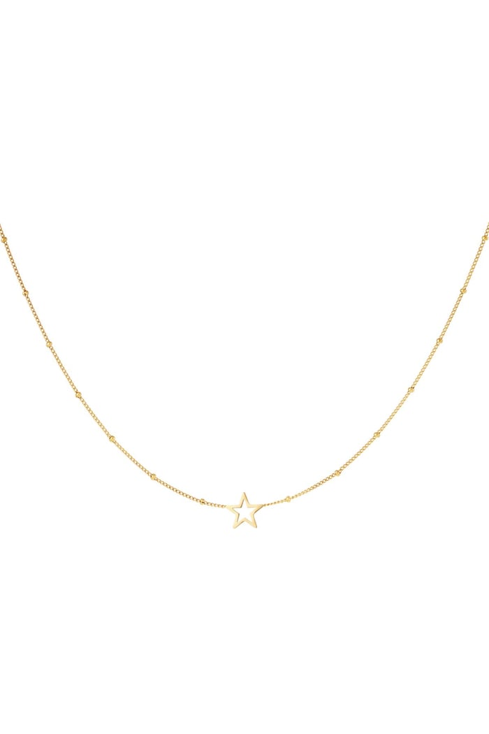 Minimalistic necklace open star Gold Color Stainless Steel 