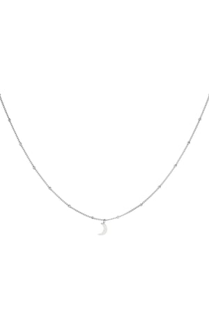 Stainless steel necklace Half Moon Silver color h5 