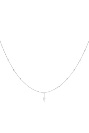 Necklace bolt of lightning Silver Color Stainless Steel h5 