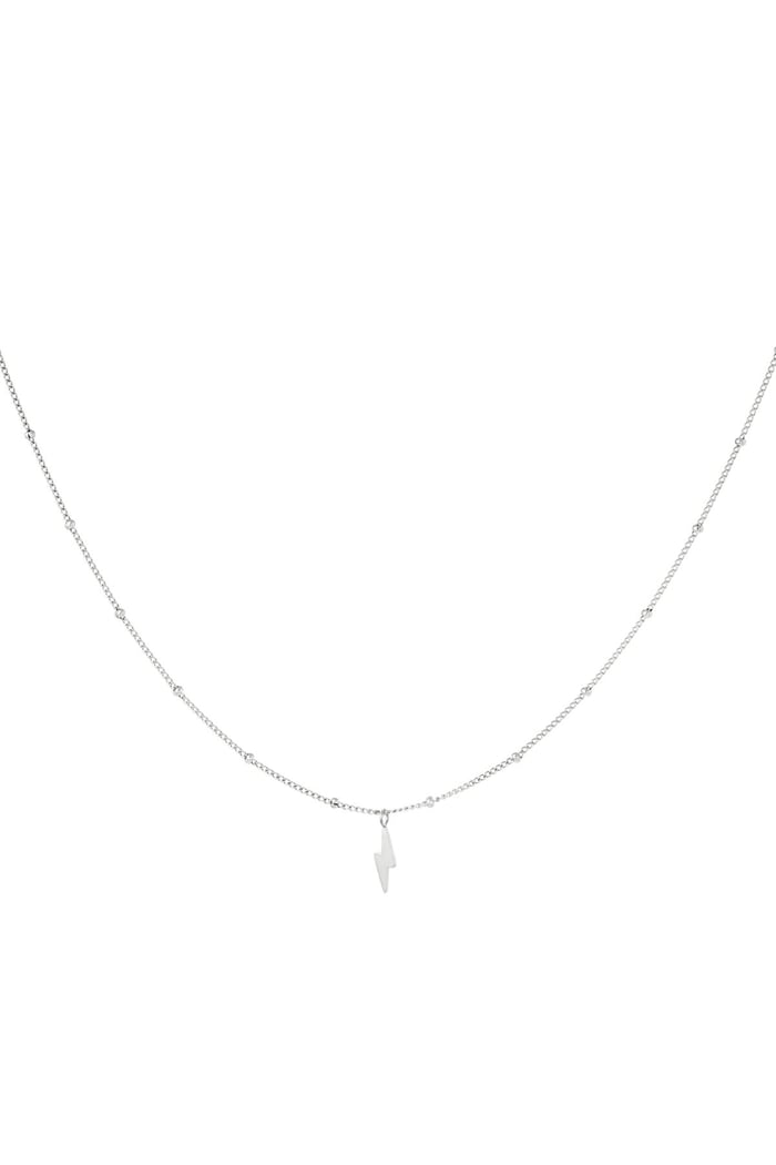 Necklace bolt of lightning Silver Color Stainless Steel 