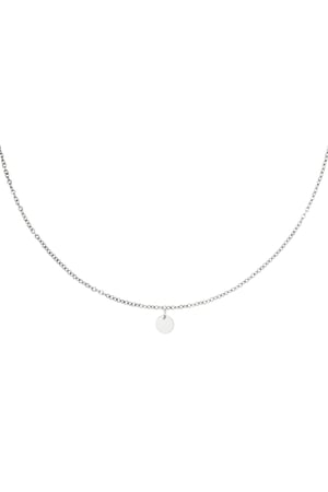 Necklace with little circle pendant Silver Color Stainless Steel h5 