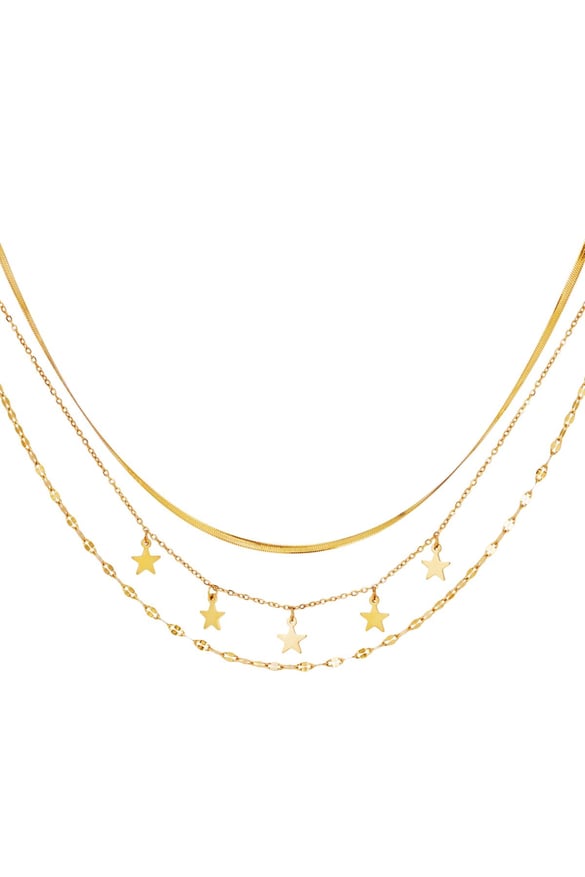 Multi-layered necklace Gold Color Stainless Steel