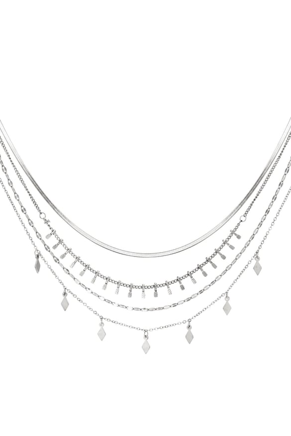 Multi-layered necklace Silver Color Stainless Steel 2