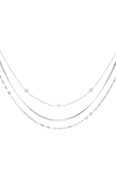 Multi-layered necklace Silver Color Stainless Steel h5 