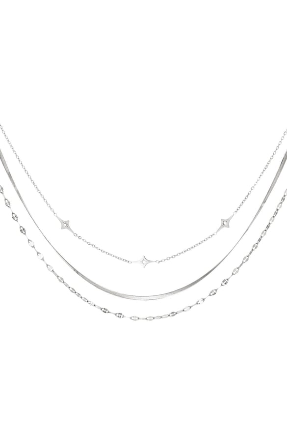 Multi-layered necklace Silver Color Stainless Steel 2