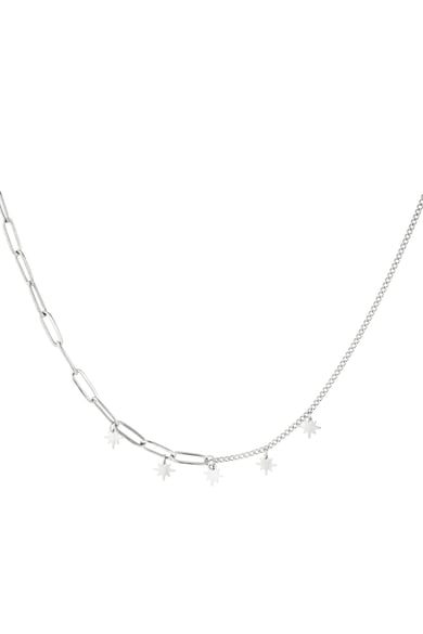Stainless steel necklace stars Silver color h5 