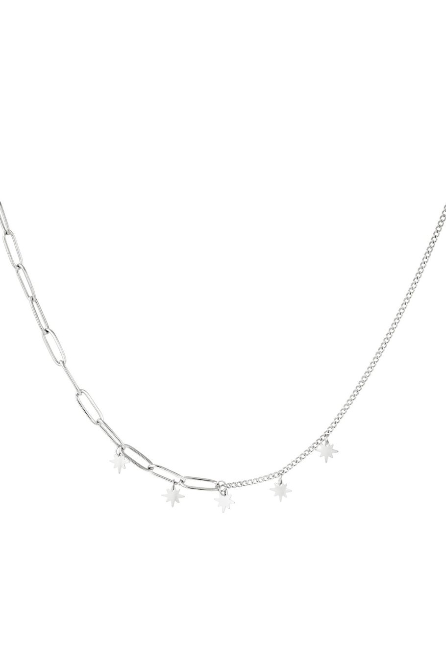 Stainless steel necklace stars Silver color 