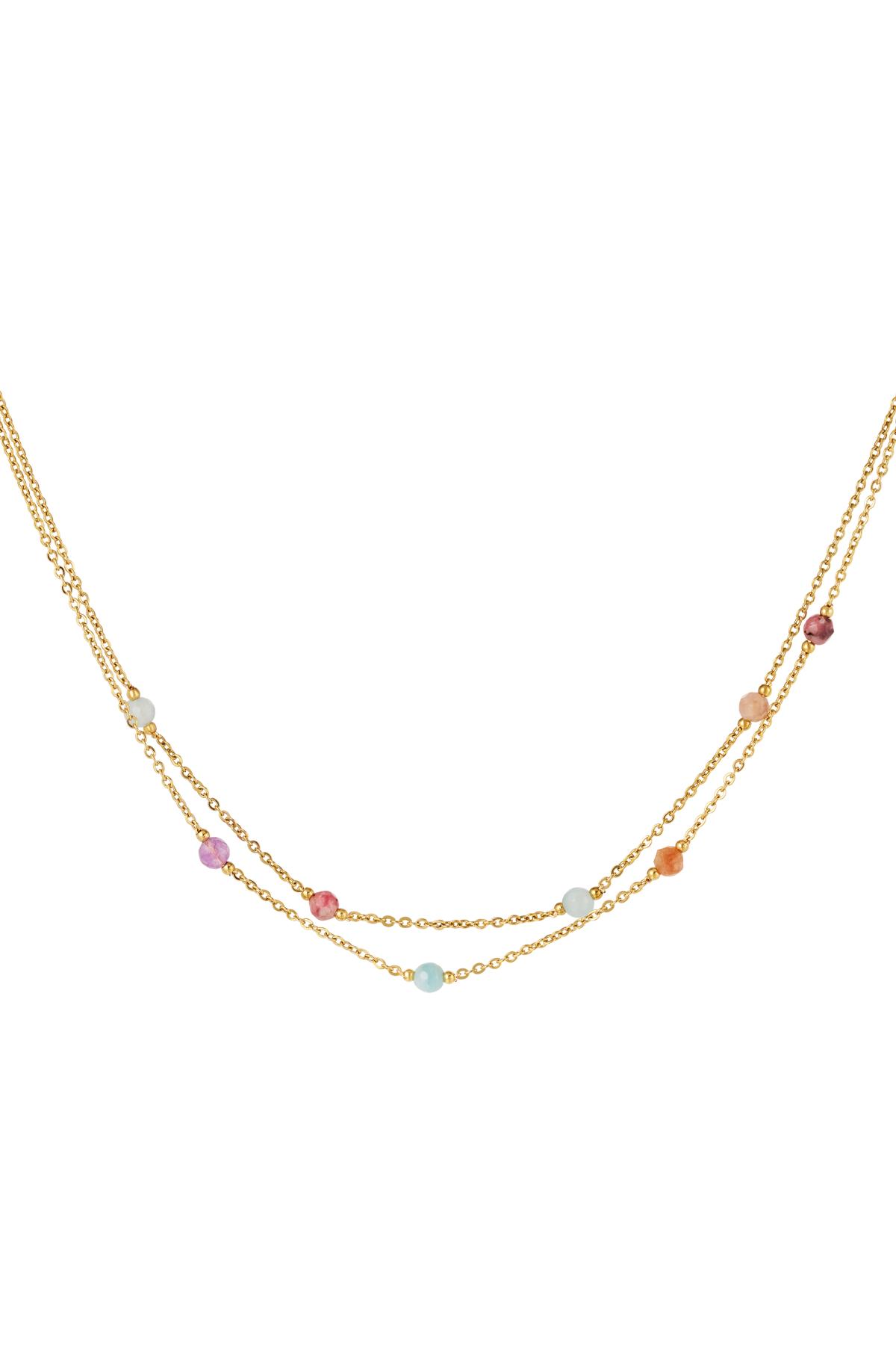 double chained stainless steel necklace with stones