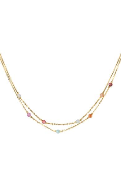 double chained stainless steel necklace with stones h5