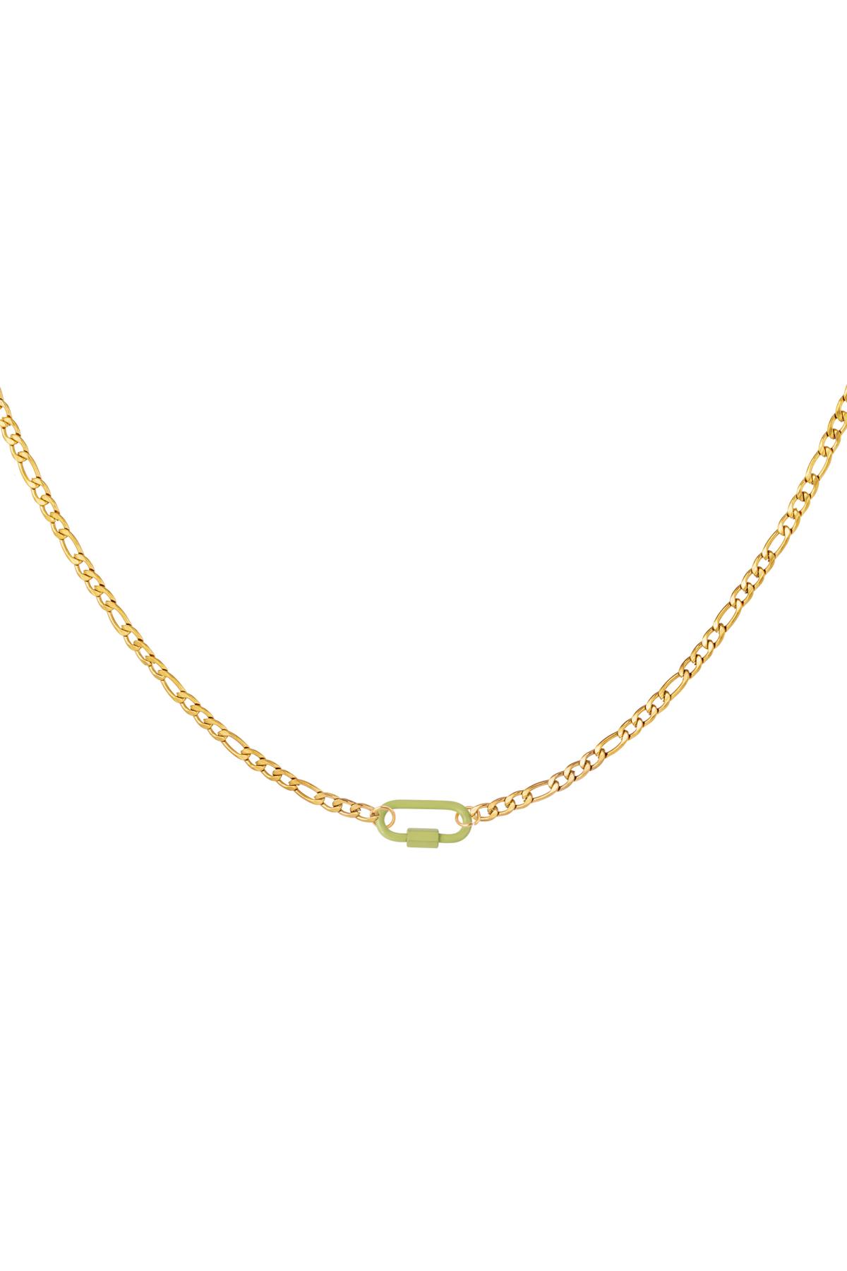 Necklace coloured lock Yellow Stainless Steel