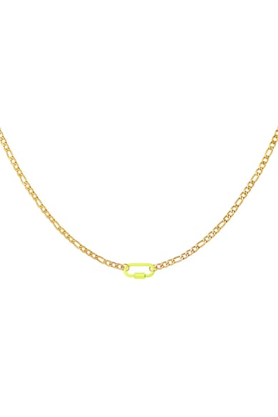 Necklace coloured lock Yellow Stainless Steel h5 
