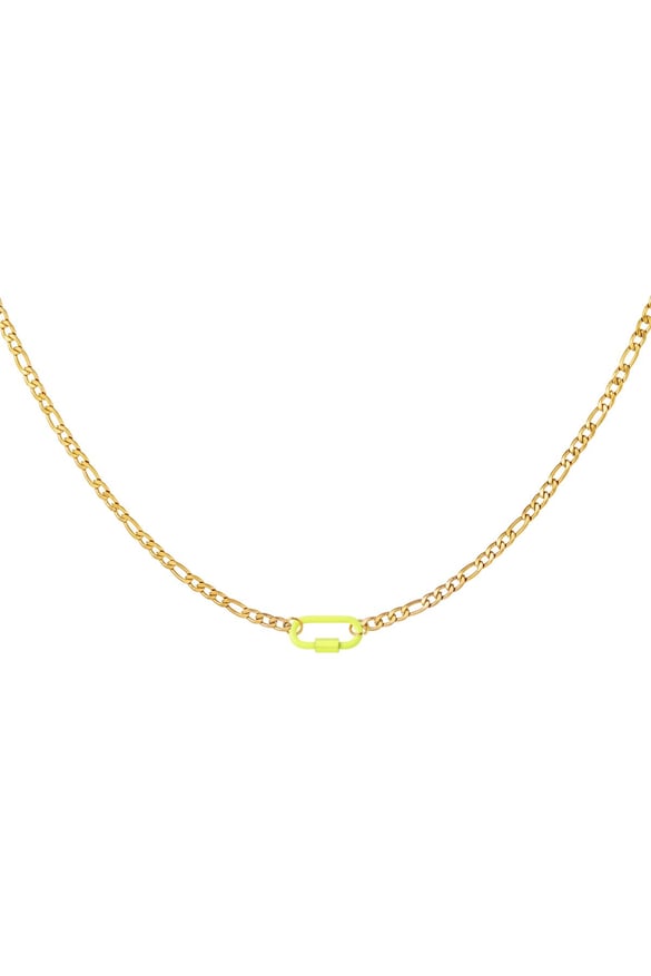 Necklace coloured lock Yellow Stainless Steel 2