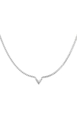 Silver color / Stainless Steel Necklace Letter V Silver color Picture2