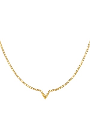 Stainless Steel Necklace Letter V Gold color h5 