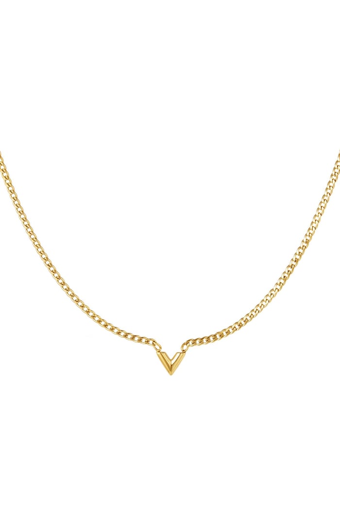 Stainless Steel Necklace Letter V Gold color 