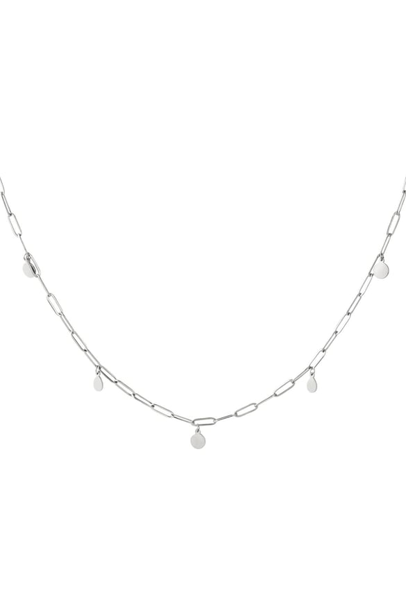 Stainless steel necklace confetti Silver color