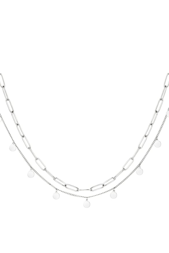 Double stainless steel necklace Silver color 2