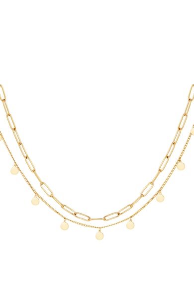 Double stainless steel necklace Silver color h5 