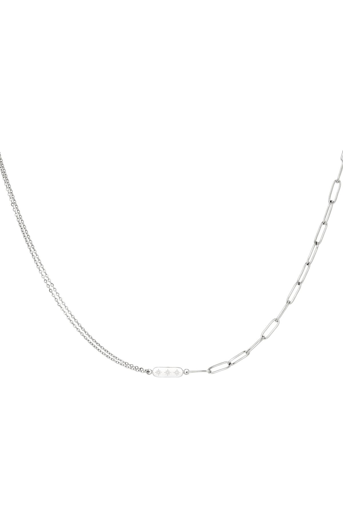 stainless steel necklace with double chain and charm