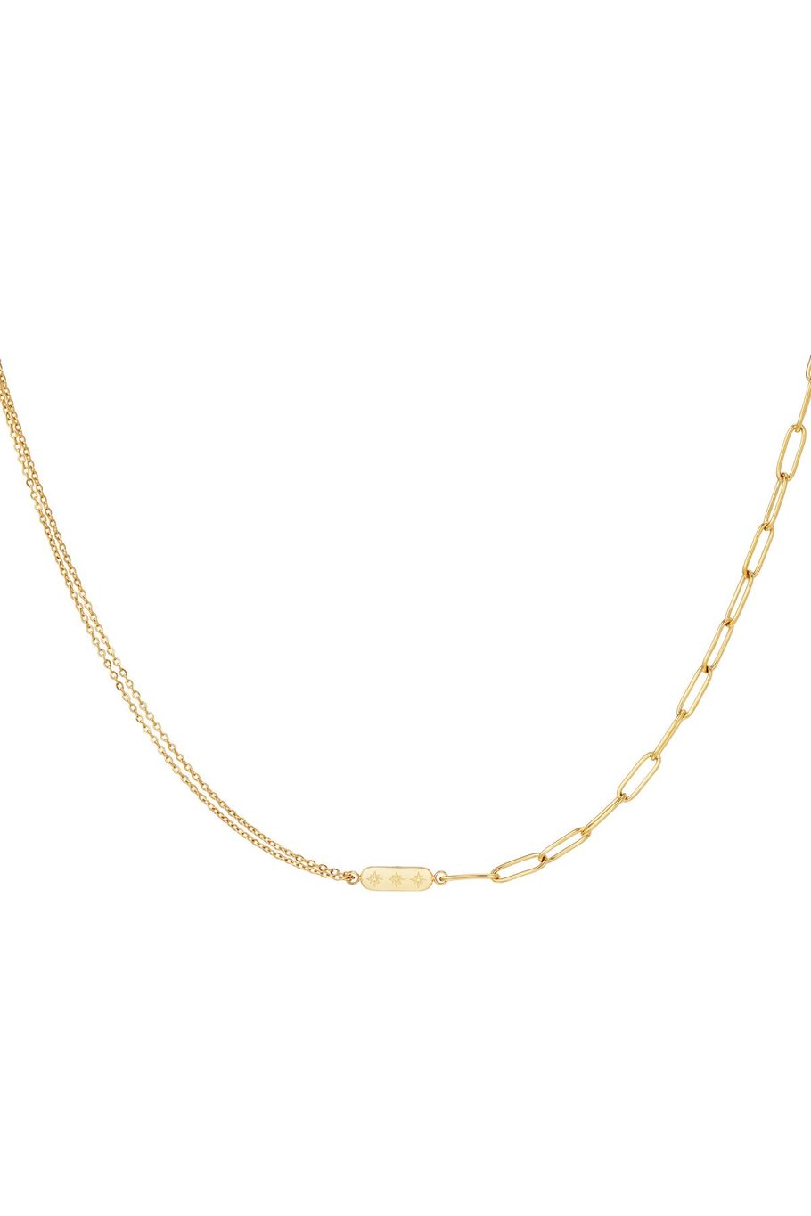 stainless steel necklace with double chain and charm
