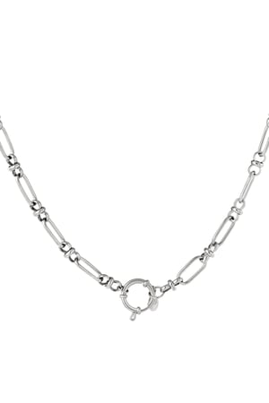 Round closure necklace Silver Color Stainless Steel h5 