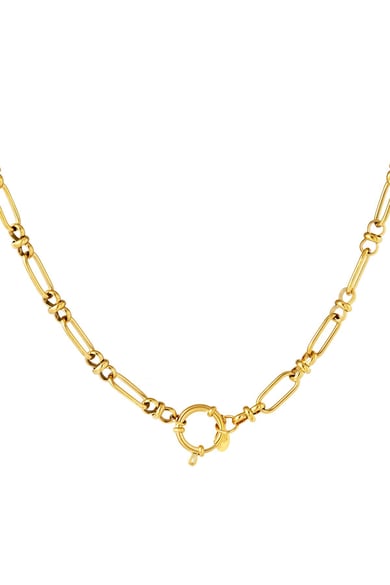 Round closure necklace Gold Color Stainless Steel h5 