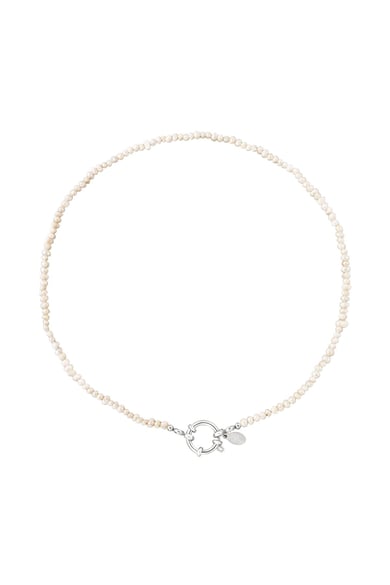 Necklace white beads  Silver Color Stainless Steel h5 