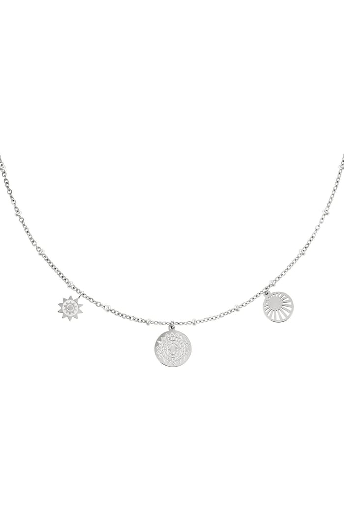 Necklace solar Silver Color Stainless Steel 