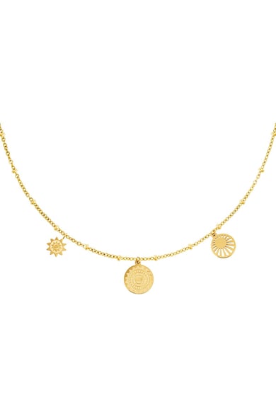 Necklace solar Gold Color Stainless Steel h5 