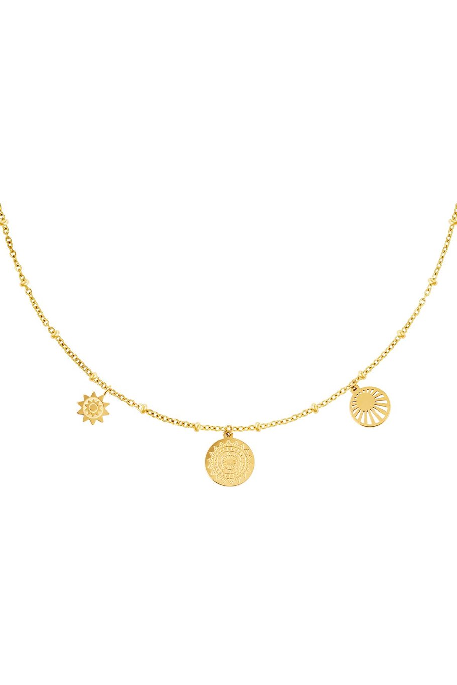 Necklace solar Gold Color Stainless Steel 