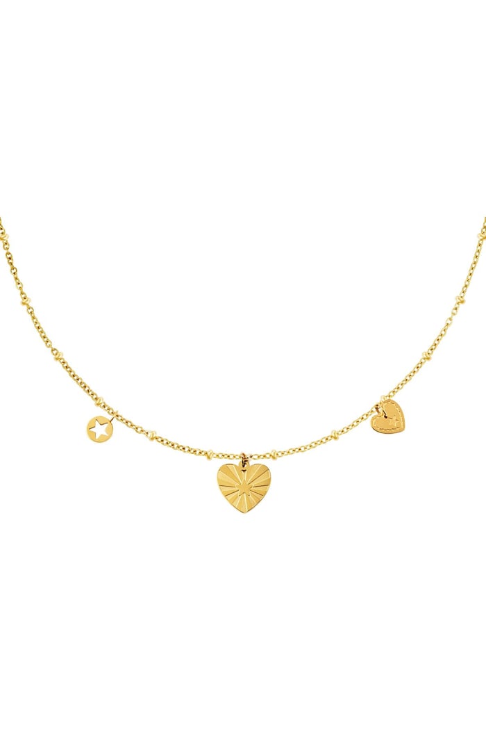 Stainless steel necklace hearts Gold color 