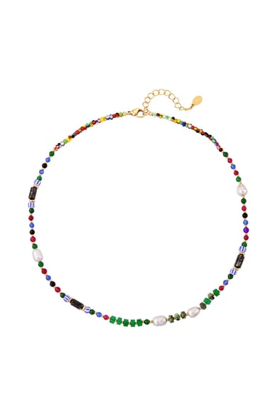 Necklace beads party Green Stainless Steel h5 