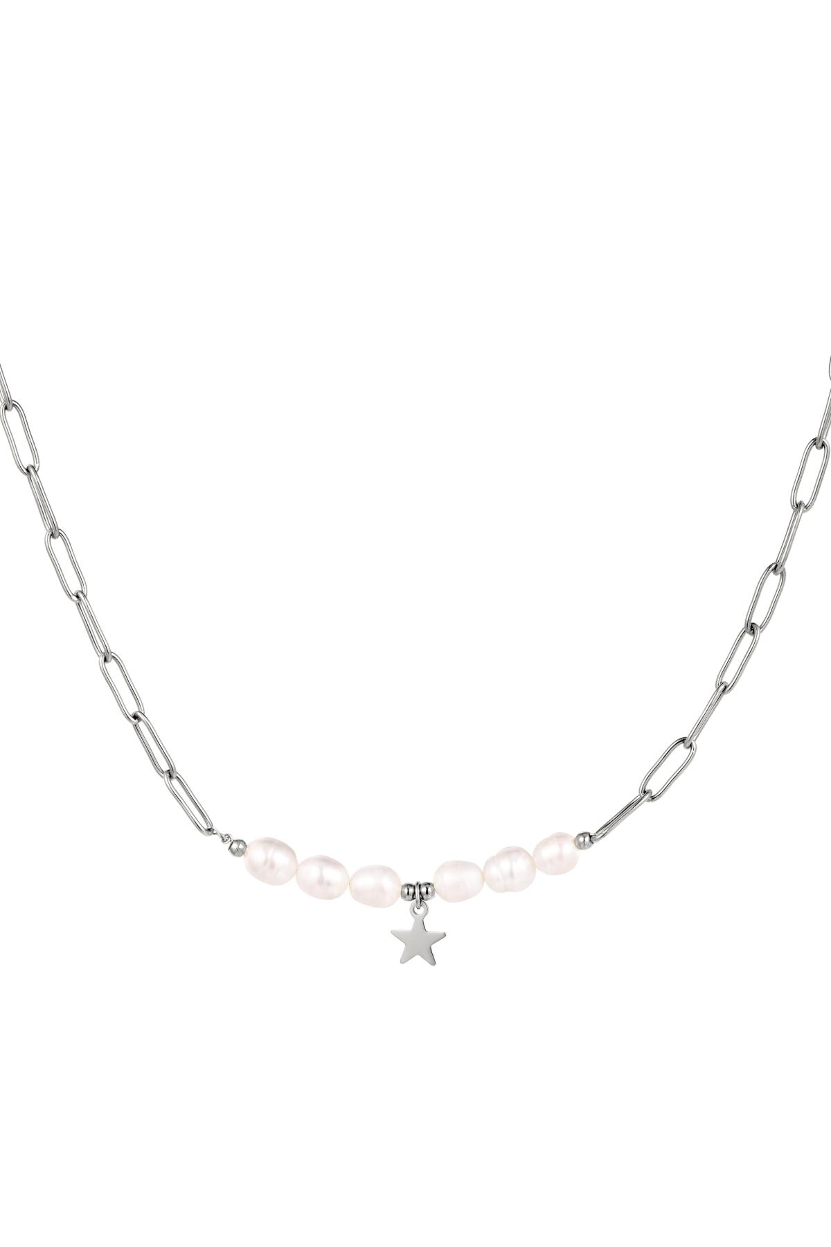 Necklace pearls with a star Silver Color Stainless Steel