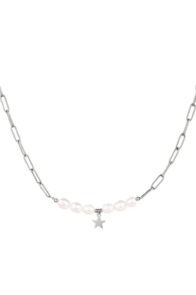 Necklace pearls with a star Silver Color Stainless Steel h5