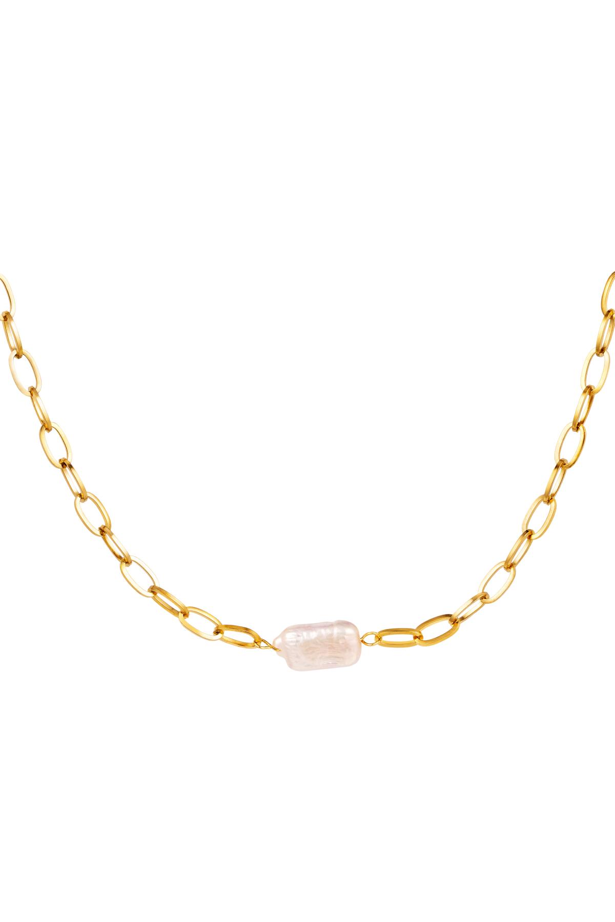 Necklace small chain with a pearl Gold Color Stainless Steel
