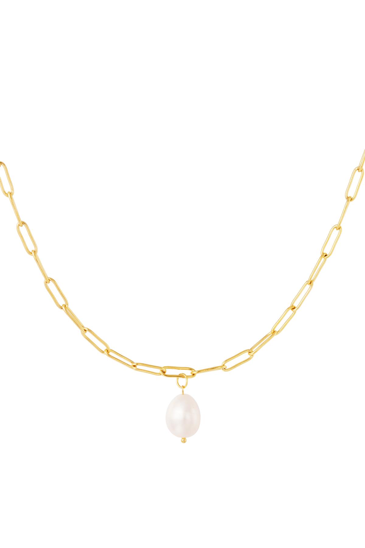 Chunky necklace with pearl Gold Color Stainless Steel