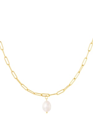 Chunky necklace with pearl Gold Color Stainless Steel h5 