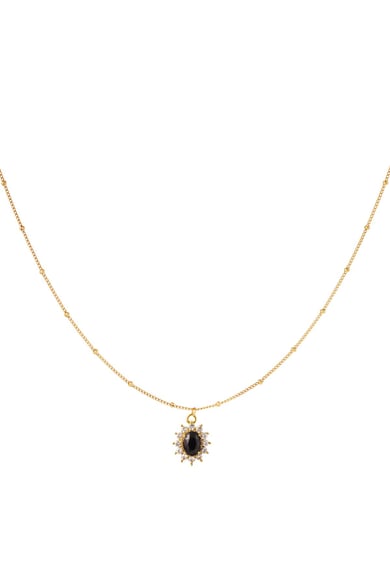 Necklace gemstone Black Stainless Steel h5 