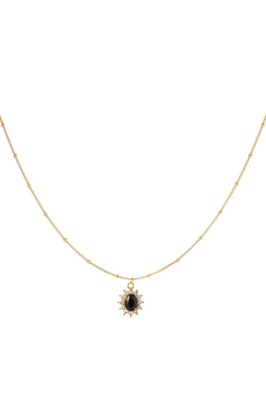 Necklace gemstone Black Stainless Steel 