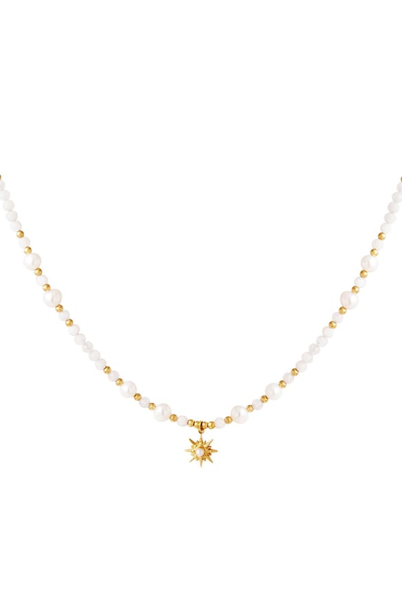 Pearl necklace with star pendant Gold Color Stainless Steel 2