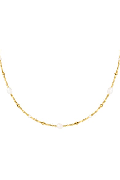 Necklace beads and pearl Gold Color Stainless Steel h5 
