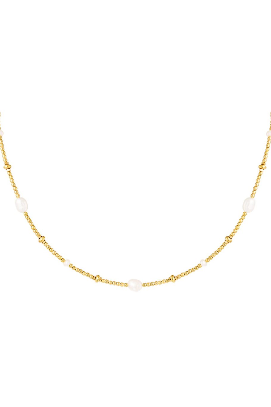 Necklace beads and pearl Gold Color Stainless Steel 