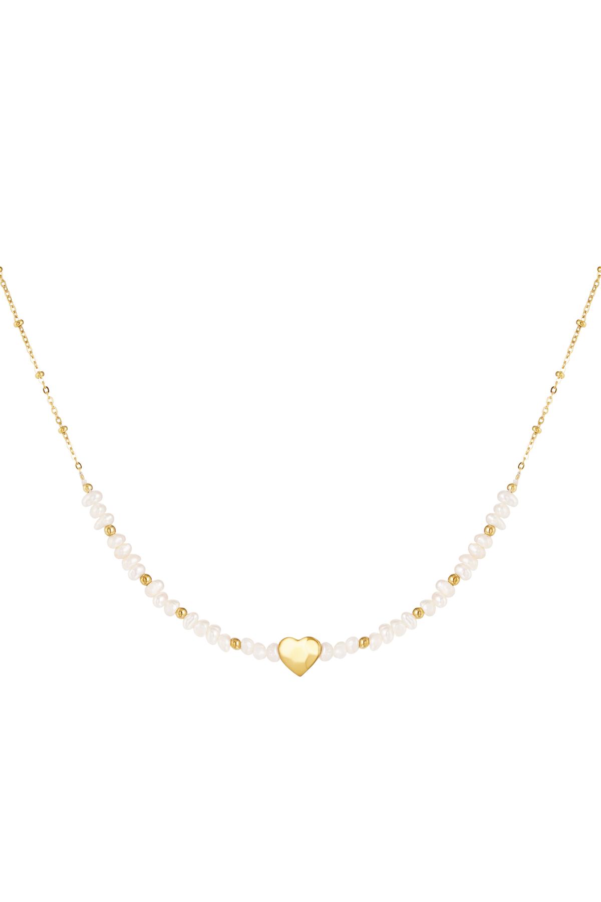 Ketting mooie parel Goud kleur Stainless Steel (Pak met plastic zak)