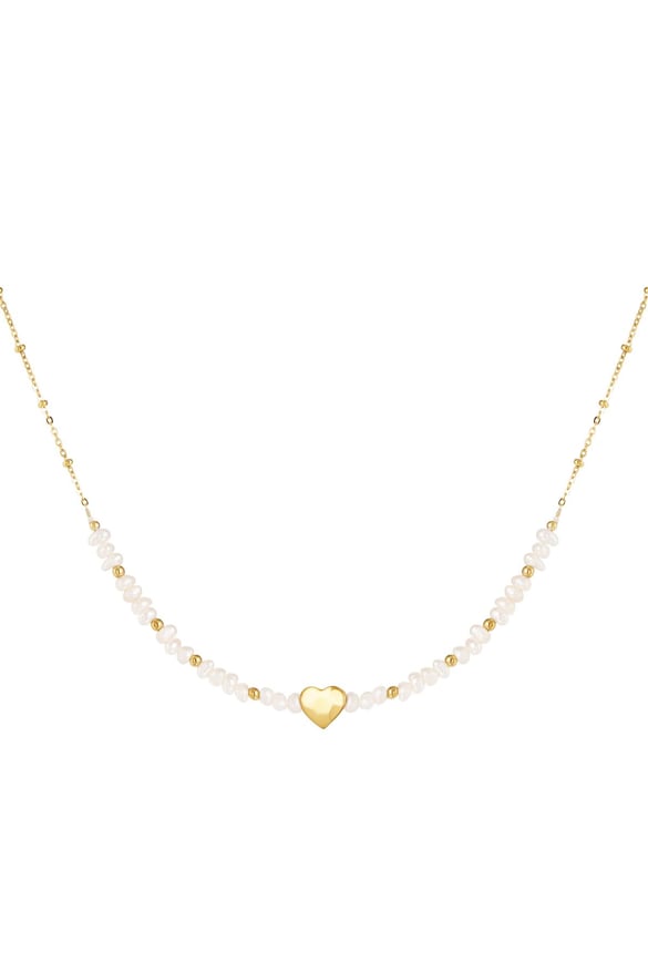 Necklace lovely pearl Gold Color Stainless Steel (Pack with plastic bag)