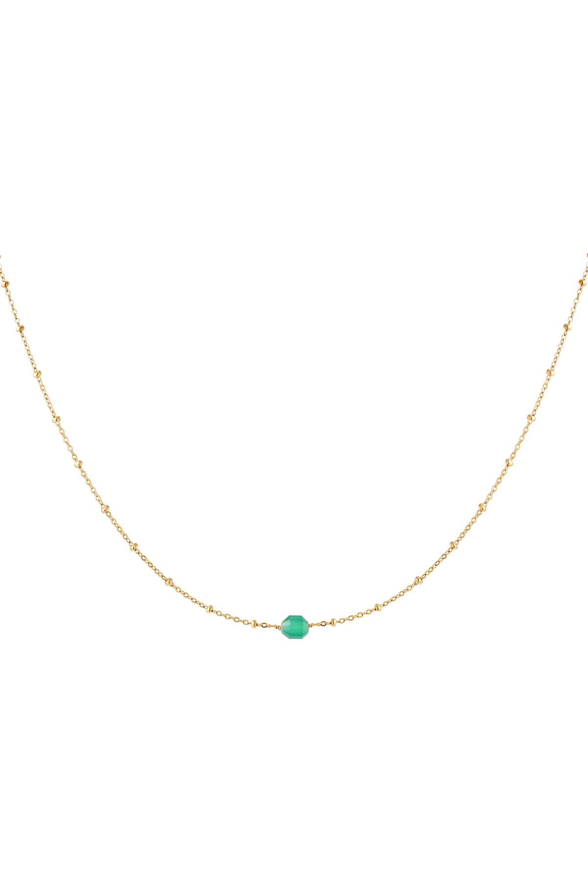 Stainless steel necklace with stone charm Green Natural stones