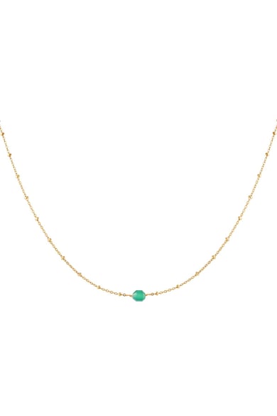 Stainless steel necklace with stone charm Green Natural stones h5