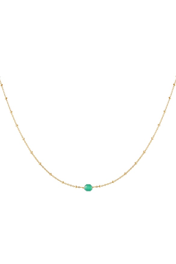 Stainless steel necklace with stone charm Green Natural stones