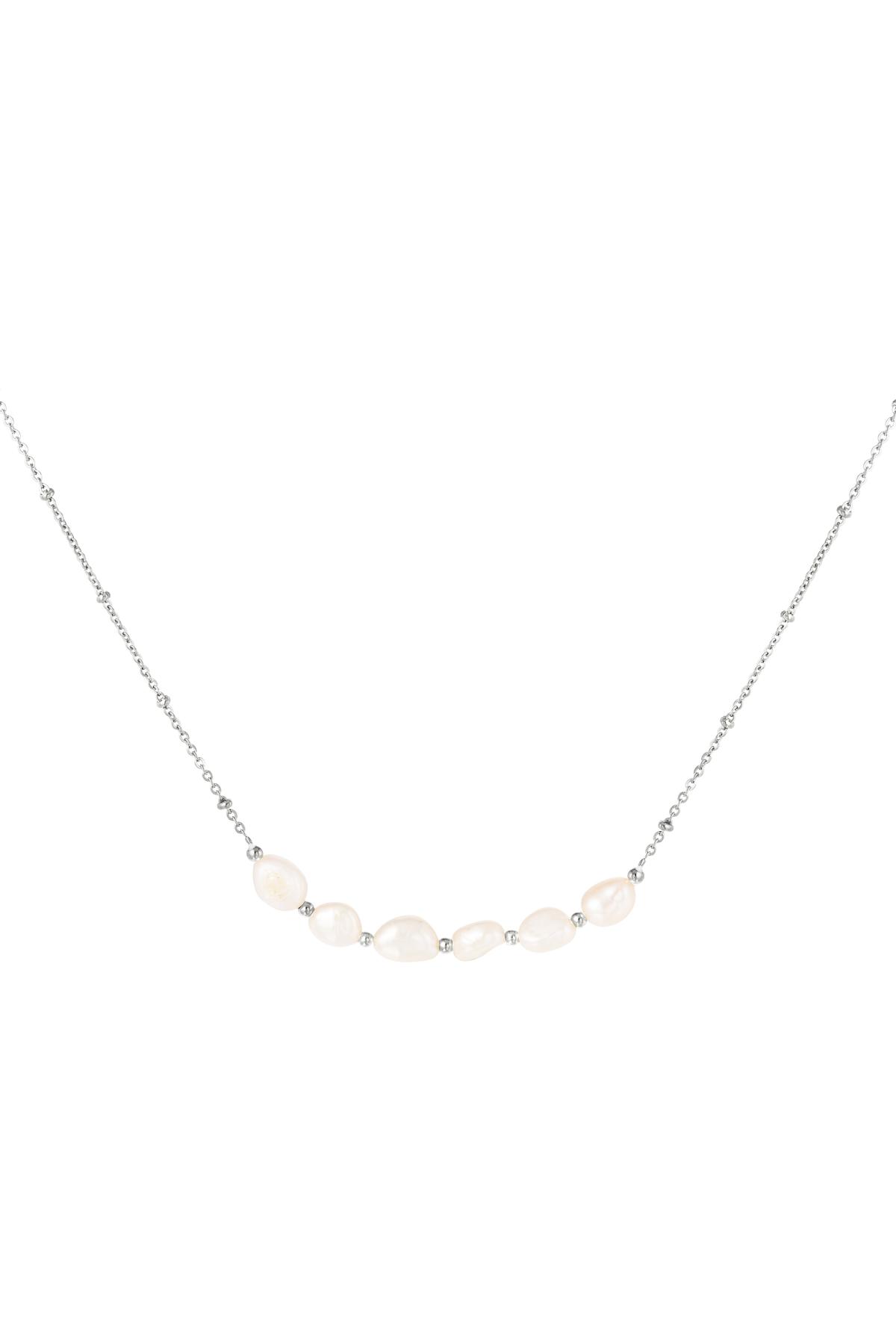 Necklace six pearls in a row Gold Color Stainless Steel 