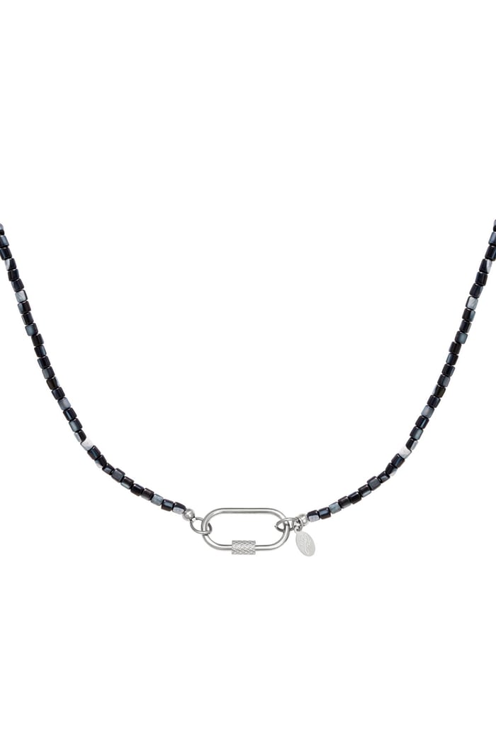 Colorful necklace with oval closure Black Stainless Steel 